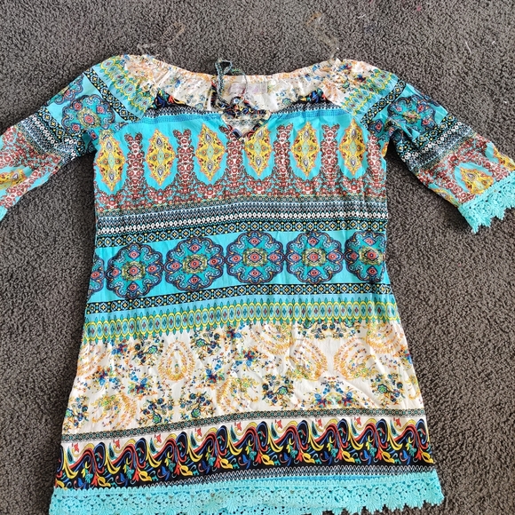 MISSY 2|| Oriental print top/blouse with lace hemline Size 8 - Picture 11 of 11